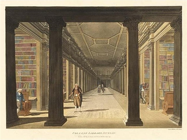 Image: CC-licensed image of Trinity College Library in Ireland. Art by 18th century watercolorist James Malton.